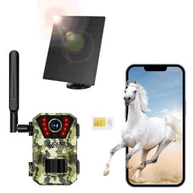 4G 4K 30FPS Solar Trail Camera Outdoor Wildlife Camera Motion Activated IP66 Waterproof with 140©ewing Angle No Glow Night Vision SIM Card APP Contr