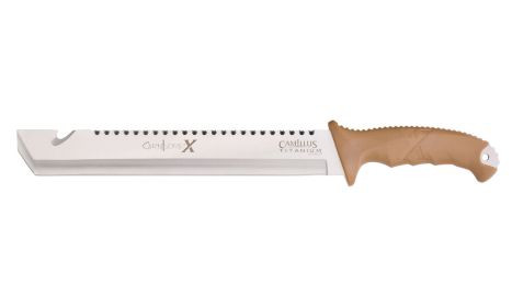 2026t CAMILLUS Carnivore X Machete, 18" Overall, 12" Blade, 420Ss, Full Tang, Brown Abs Handle, Includes Trimming Knife & Nylon Sheath