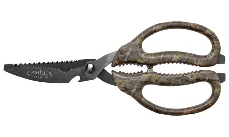 2026t CAMILLUS Multifunction Game Shear, 8.75" Long, Serrated Blade, 420Ss, Camo Handle