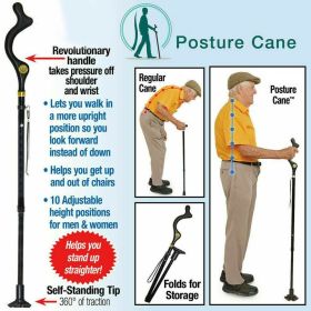 Posture Walking Stick Cane For Men And Women With Adjustable Heights Folding 10 Level Trekking Pole