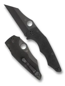 2026C SPYDERCO YoJumbo, G-10 Black, Plain Black Blade, Reveal 7,