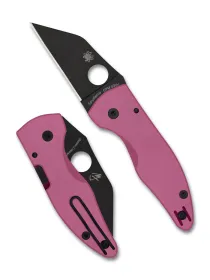 2025CN SPYDERCO Reveal 17, MicroJimbo Pink G-10 Black Blade, SPRINT RUN, Plain Edge