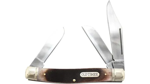 2026 Schrade Old Timer 8OTB Stockman, 9Cr18MoV Mirror Polish Blade, Saw Cut Bone Handle, Box