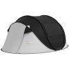 Outsunny Pop Up Tent with Porch and Carry Bag, 3000mm Waterproof, for 2-3 People Camping Hiking, Black