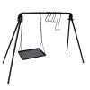 BBQ Swing Hanging Campfire Cooking Rack with Adjustable Iron Grill Grates,Foldable Campfire Cooking Rack with Hooks and Accessories for BBQ Picnic