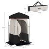 Outsunny Camping Shower Tent, Portable Privacy Shelter with Solar Shower Bag, Removable Floor and Carrying Bag, Black