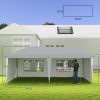 Outsunny 10' x 20' Pop Up Canopy Tent with 4 Sidewalls, Instant Gazebo with Carry Bag for Garden, Patio, White
