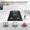 Gas Stove 2 Burner Propane Cooktop 12 inch, Nafewin Tempered Glass Portable Gas Cooktop Stove Burner with Thermocouple Protection