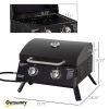 Outsunny 2 Burner Propane Gas Grill Portable Tabletop BBQ with Foldable Legs Lid Thermometer for Camping Black