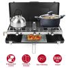 3 Burner Camping Stove 20000 BTU Portable Foldable Propane Stove With Toast Tray Windshield Portable Handle Outdoor Cooking Gas Stove For RV Camping B