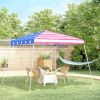 Outsunny 10x10 Outdoor Pop Up Canopy Event Tent American Flag Slanted Legs for Weddings Parties