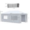 Outsunny 10x20 Pop Up Canopy, Sidewalls, Double Doors, Wheeled Bag, White