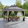 Outsunny Robust Pop Up Gazebo 13x13 Instant Canopy Shelter 2-Tier Roof Carry Bag Gray Garden Leisure