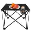 Portable Folding Camping Table with Cup Holders, Lightweight 2lbs Compact Travel Table with Carry Bag
