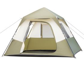 6-person Army Green Beige Camping Tent Polyester Cloth Automatic Iron Rod (Option: Army Green White)