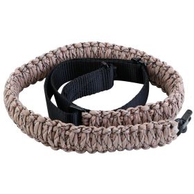 Tactical Paracord Sling Adjustable Paracord Strap Gun Belt Rifle Gun Sling w/ Dual Point 360 Degree Swivel Rotating Latches (Option: Black_TanCamo)