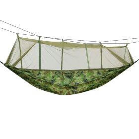 600lbs Load 2 Persons Hammock w/Mosquito Net Outdoor Hiking Camping Hammock Portable Nylon Swing Hanging Bed w/ Strap Hook Carry Bag (Option: CFG)