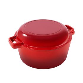 Multi-usage Dutch Oven  for Both Indoor and Outdoor (Color: Red, Type: Cookware)