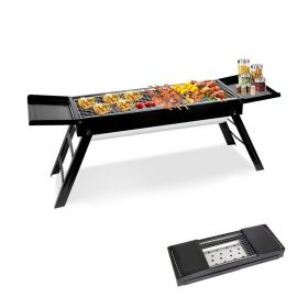 Portable Charcoal Grill for Backyard Camping Picnics Beach (Color: Black, Type: Grill)