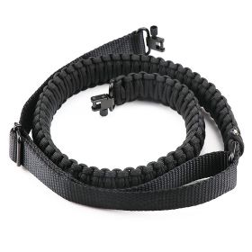 Tactical Paracord Sling Adjustable Paracord Strap Gun Belt Rifle Gun Sling w/ Dual Point 360 Degree Swivel Rotating Latches (Option: Black)
